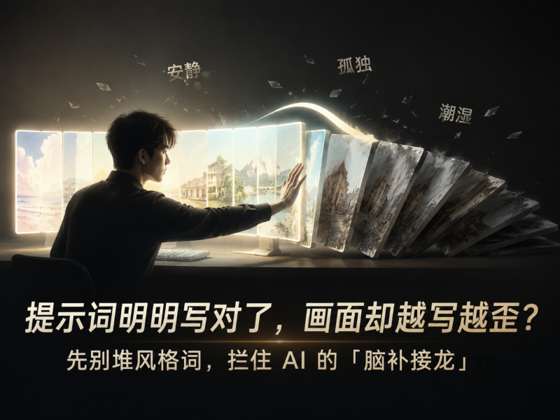 【十二】提示词明明写对了，画面却越写越歪？先别堆风格词，拦住 AI 的「脑补接龙」-元界深掘