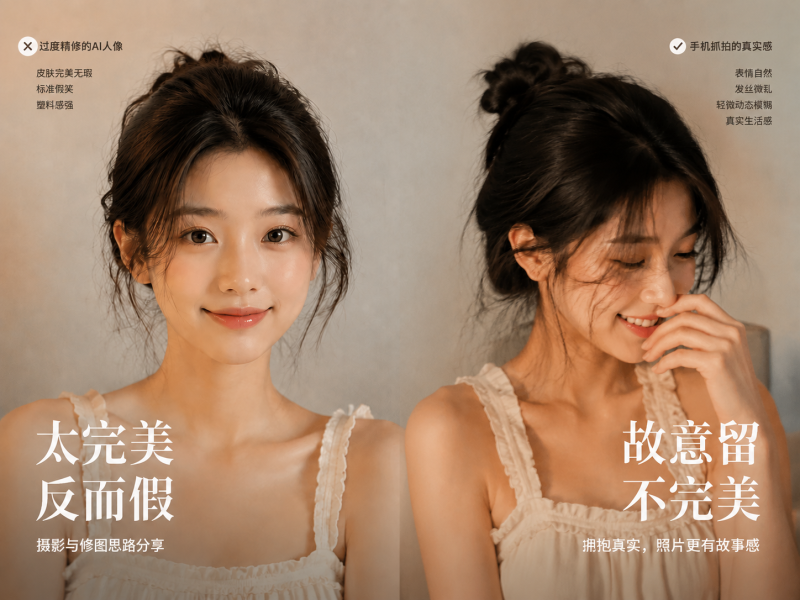 【四】AI出图太假太精致？别再写「超清完美」，提示词里故意留这3处不完美-元界深掘