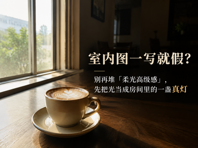 【十九】室内图一写就假？别再堆「柔光高级感」，先把光当成房间里的一盏真灯-元界深掘