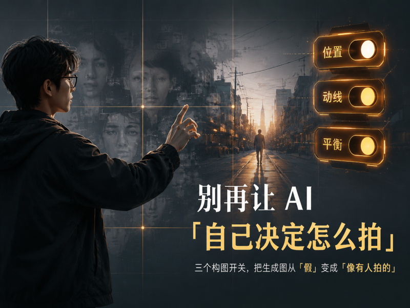 【二十五】别再让 AI「自己决定怎么拍」——三个构图开关，把生成图从「假」变成「像有人拍的」-元界深掘