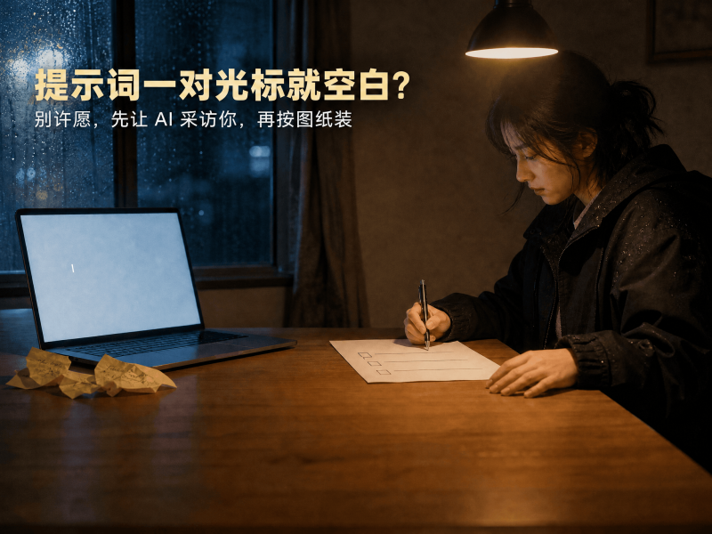【三十】提示词一对光标就空白？别许愿，先让 AI 采访你，再按图纸装-元界深掘