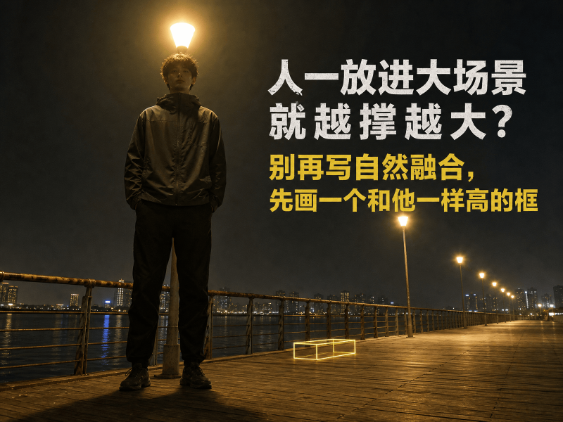 【四十四】人一放进大场景就越撑越大？别再写自然融合，先画一个和他一样高的框-元界深掘