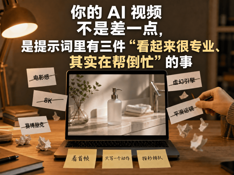【四十八】你的 AI 视频不是差一点，是提示词里有三件“看起来很专业、其实在帮倒忙”的事-元界深掘