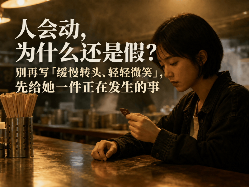 【五十一】人会动还是假？别再写「缓慢转头、轻轻微笑」，先给她一件正在发生的事-元界深掘
