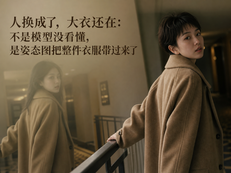 【六十六】人换成了，大衣还在：不是模型没看懂，是姿态图把整件衣服带过来了-元界深掘