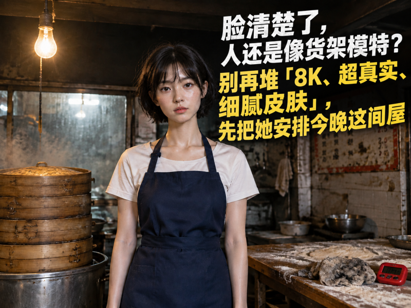 【七十】脸清楚了，人还是像货架模特？别再堆「8K、超真实、细腻皮肤」，先把她安进今晚这间屋-元界深掘