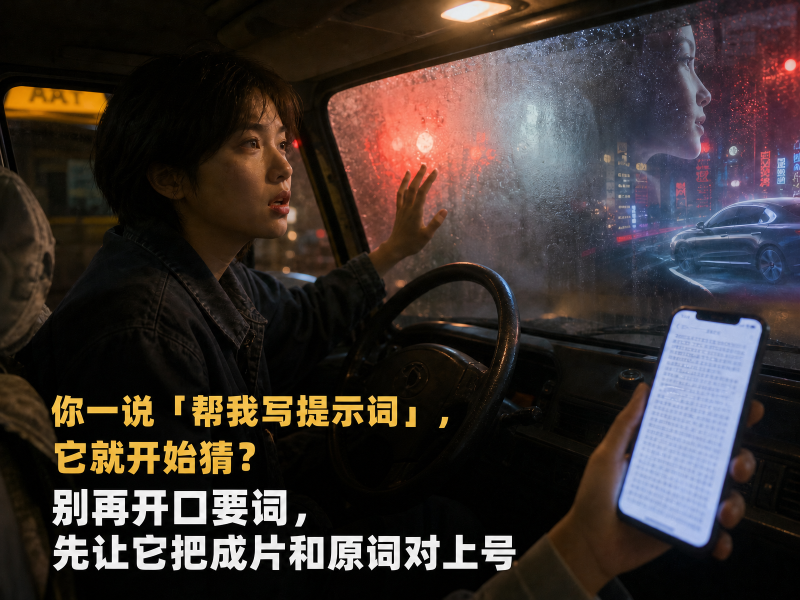 【七十一】你一说「帮我写提示词」，它就开始猜？别再开口要词，先让它把成片和原词对上号-元界深掘