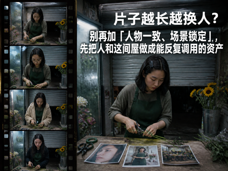 【七十二】片子越长越换人？别再加「人物一致、场景锁定」，先把人和这间屋做成能反复调用的资产-元界深掘
