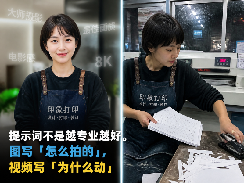 【七十三】提示词不是越专业越好。图写「怎么拍的」，视频写「为什么动」-元界深掘
